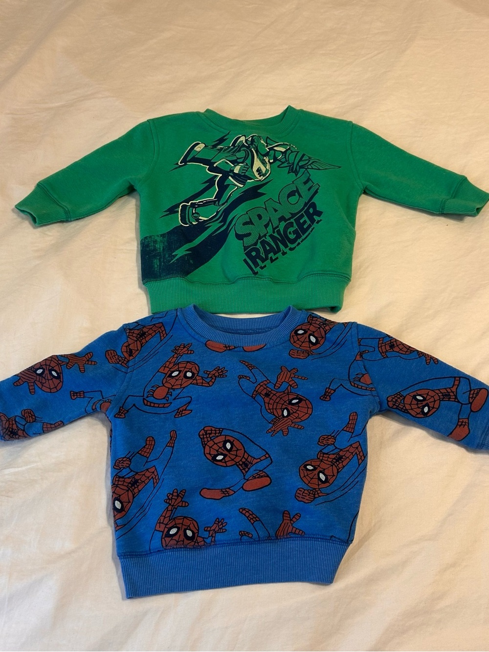 Bundle Of 2 Baby Boy Pullover Sweater Size 12 Month Jumping Beans Buzz Spiderman